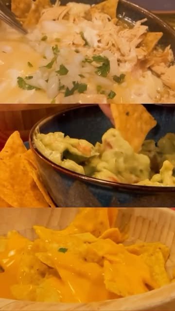 Nachos con queso, guacamole y pollo